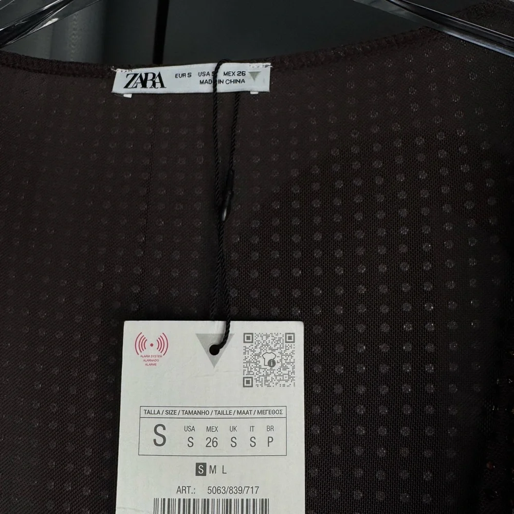 Zara Black Sheer Long Sleeve Blouse - Picture 8 of 9